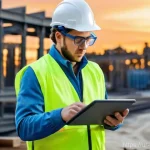 실무 중심의 안전관리 실습 방법 - **Prompt:** A diverse team of male and female construction workers, all wearing full personal protec...