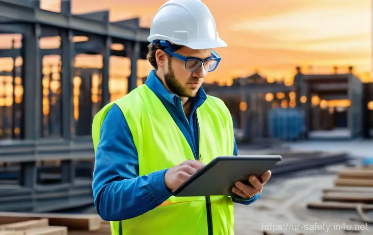 실무 중심의 안전관리 실습 방법 - **Prompt:** A diverse team of male and female construction workers, all wearing full personal protec...